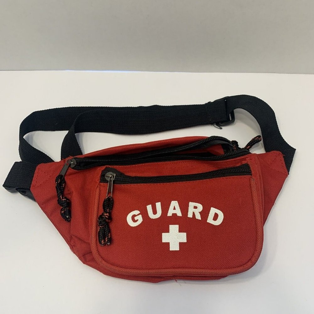 Vintage Red Lifeguard Hip Fanny Pack Hip Waist Adjustable Strap Clip 3 Pocket